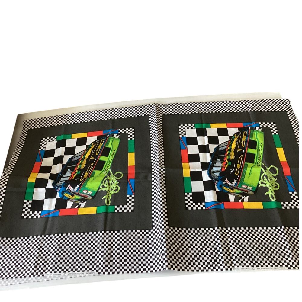 Two Pillow Fabric Grand Prix Auto Racing Cut Out 18" Finished Size